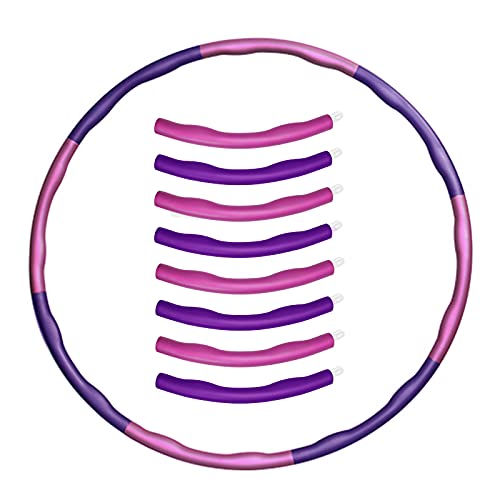 KOVEBBLE Aro de gimnasia con peso, tamaño ajustable para adultos y niños, con 8 secciones de onda, desmontable, para ejercicio físico