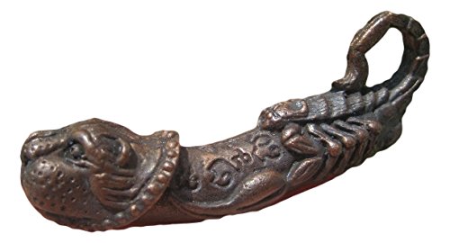 Brass Phallic Phallus Lion Scorpion Amulet Talisman Paladkik Good Luck Charm Pendant Thailand Buddhist A14