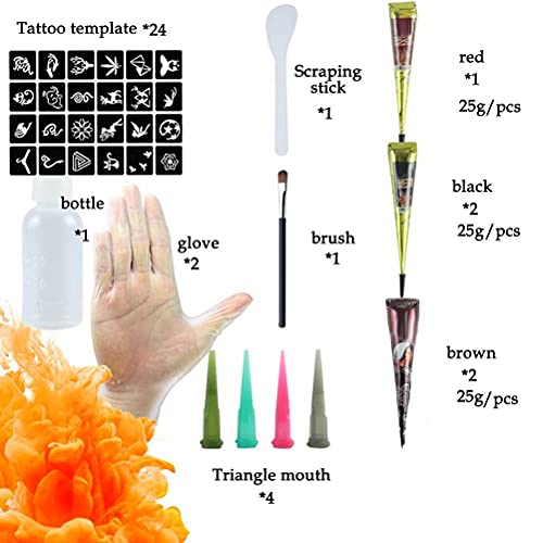 RSPD Kit de tatuagem temporária com tinta de tatuagem e estêncil, ferramentas faça-você-mesmo, marca