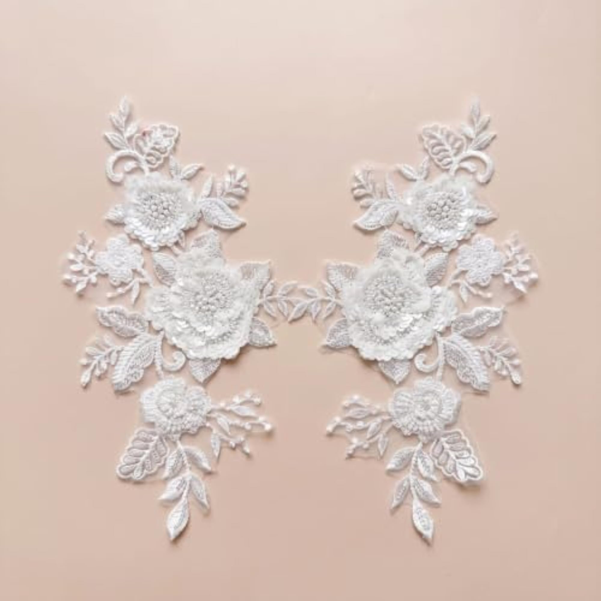 3D Sequin Bead Flower Applique for Wedding Dresses