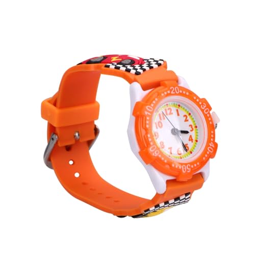 JOINPAYA Reloj Infantil 3D de Dibujos Animados Diseño de Coche Resistente al Agua Color Naranja Tamaño Pequeño Adecuado Niñas Accesorio Creativo para Uso Diario