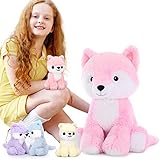MaoGoLan Fox Stuffed Animal Plush Toys, 5 Pieces Fox Plush Toys Set, Stuffed Mommy Fox with Babies P