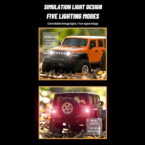 Image of RC Crawler 4WD RC Truck, D870 RC Rock Crawler, 1:18 Scale Remote Control Truck, All Terrains Off Road Climbing Car, 2.4GHz Electric Vehicle with LED Light for Adults, 2 Batteries (C8801-ORANGE)