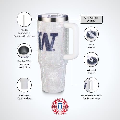 Image of The Memory Company Officially Licensed 40oz White Bling Game Day Tumbler, University of Washington