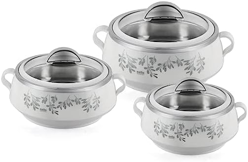 Cazuela Termoware para servir microondas de acero inoxidable caliente frío aislado para alimentos fríos y calientes, cazuela de doble pared, olla