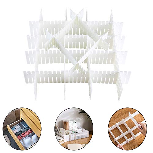 ETSAMOR 12pcs Séparateur de Tiroir Réglable Grille Diviseur de Tiroir Organisateur pour sous-Vêtements Chaussettes Ceinture Fournitures de Bureau