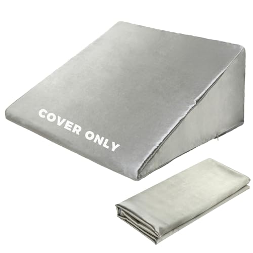 Couzssyhi Satin Wedge Pillow Case Cover, Silky Covers for Bed Wedge Pillows, Removable & Machine Washable Cases with Zipper, 1 Pack，Only Pillowcase(Grey, 25"x25"x8")