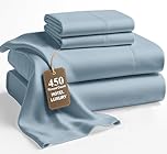 Lane Linen 100% Cotton Queen Sheet Set – 4-Piece, 450 Thread Count, Cooling & Breathable Deep Pocket Bed Sheets for Queen Bed – Forever Blue