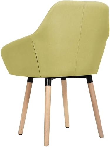 Miniatura 5 de Juego de 2 sillas de comedor de tela verde, modernas sillas de cocina ergonómicas tapizadas, patas de madera para comedor