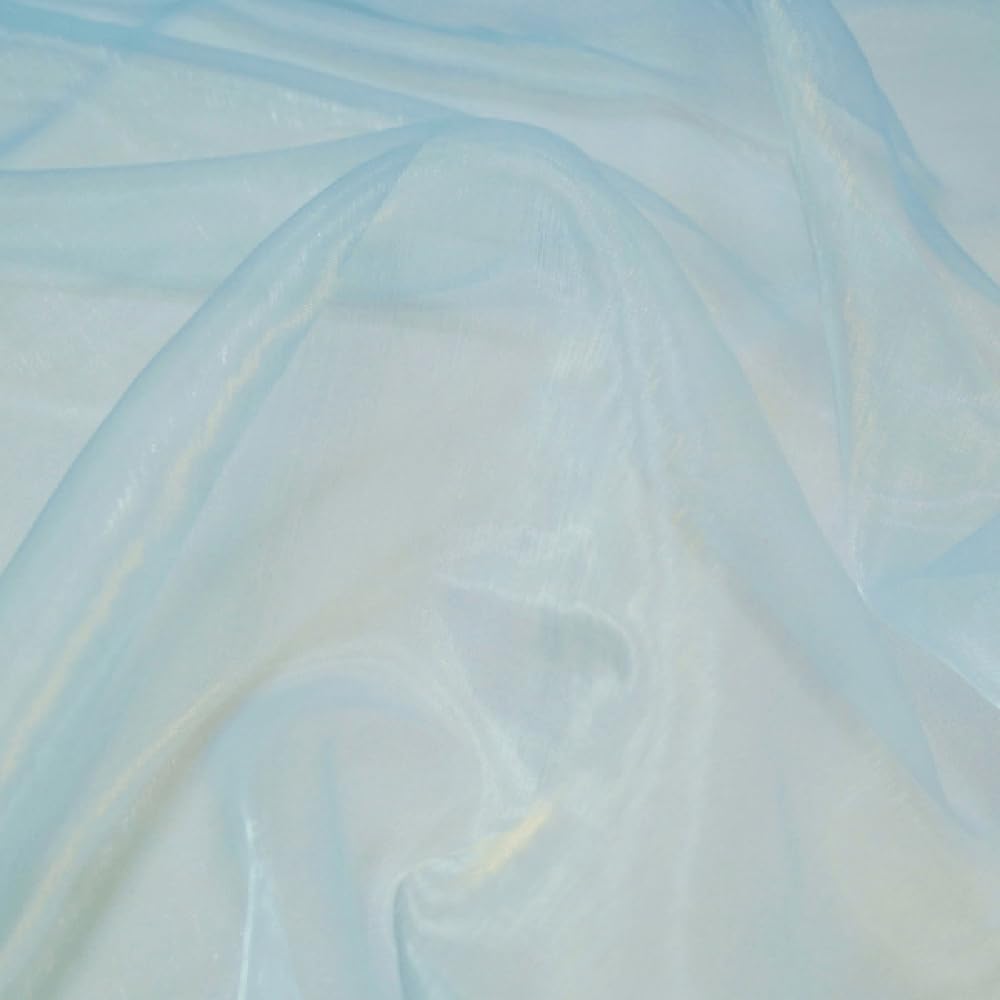 Organza Fabric Sheer Voile Drape Curtain Wedding Fabric 150cm Wide (Sold Per Metre) (Light Blue)
