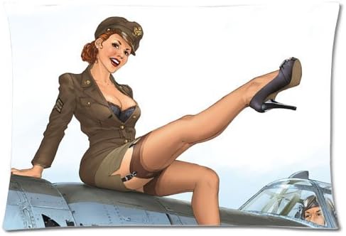 POOKOO "Sexy Vintage Retro Pin-up Lady-00033" Zippered Personalized Custom Pillow Case Cover Cushion Case 30" x 20" Twin Sides