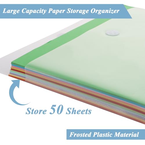 Image of YAYODS 30 Pack 12 x 12 Scrapbook Paper Storage Organizer with Labels, Clear Craft Paper Storage Organizer for Holding 12 x 12 Inch Scrapbook, Cardstock, Vinyl Files Photos