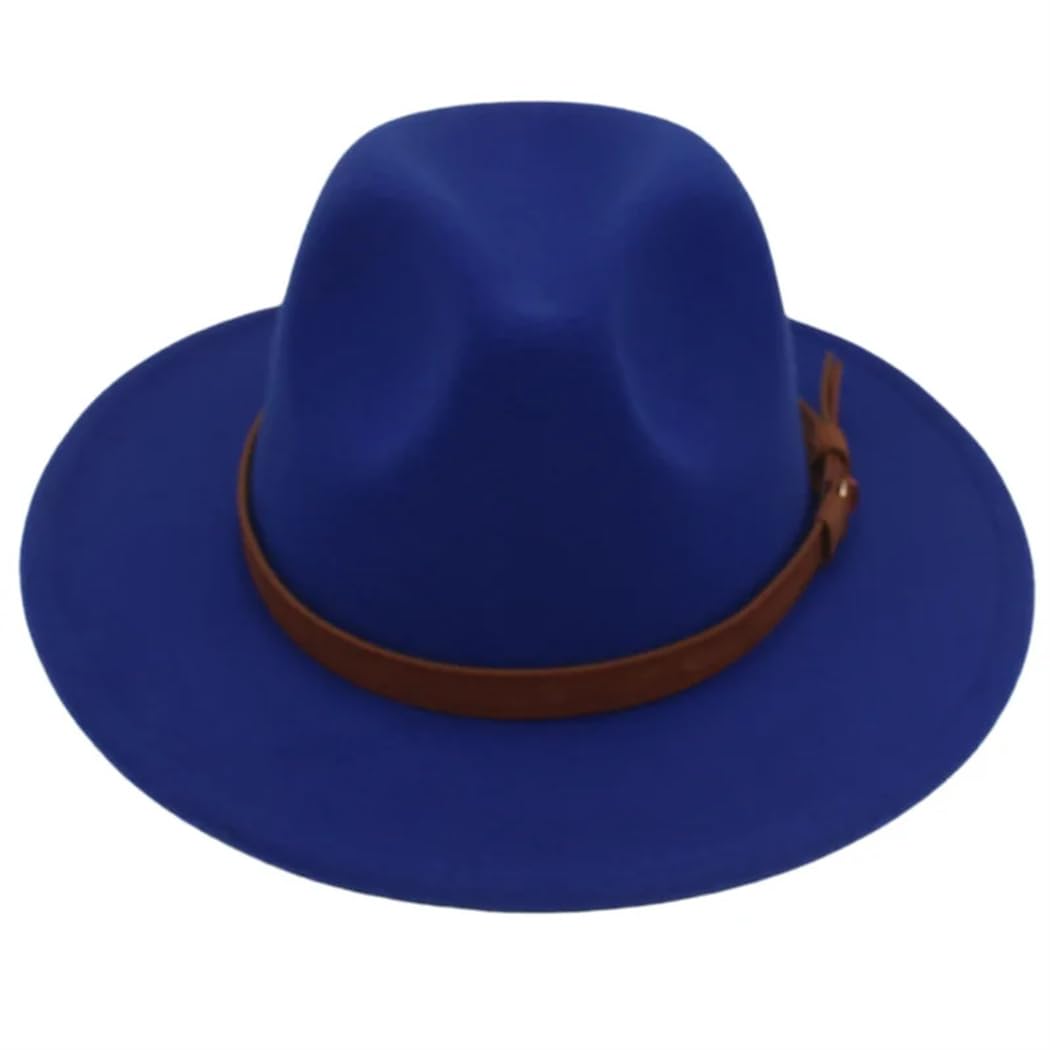 Unisex Big Brim Brown Belt Feltro Cap Uomini Western Cowboy Fedora Cappello Donna Elegante Partito Chiesa Vestito Cap