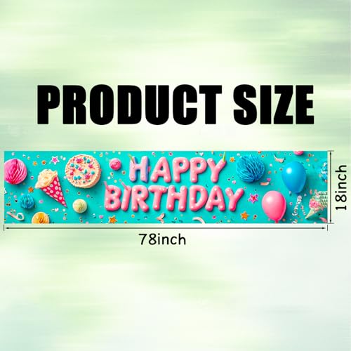 Image of Nuxovilar Happy Birthday Yard Banner 79x18 Inches Polyester