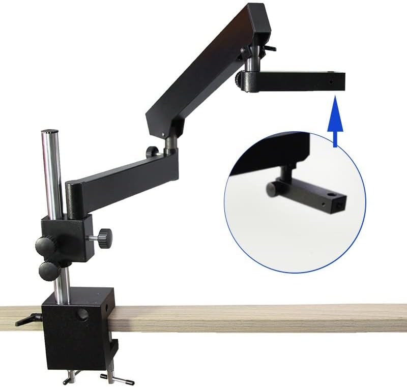 Miniatura 2 de Kit de accesorios de microscopio para adultos, microscopio trinocular negro, soporte articulado, soporte de brazo articulado, base de abrazadera