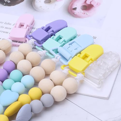 Image of 30-Pack Pacifier Clip Replacement Ends - BPA-Free Plastic Fasteners for DIY Baby Crafts, Sewing Bibs & Blankets Straps (3 /4 Inch, Random Color)