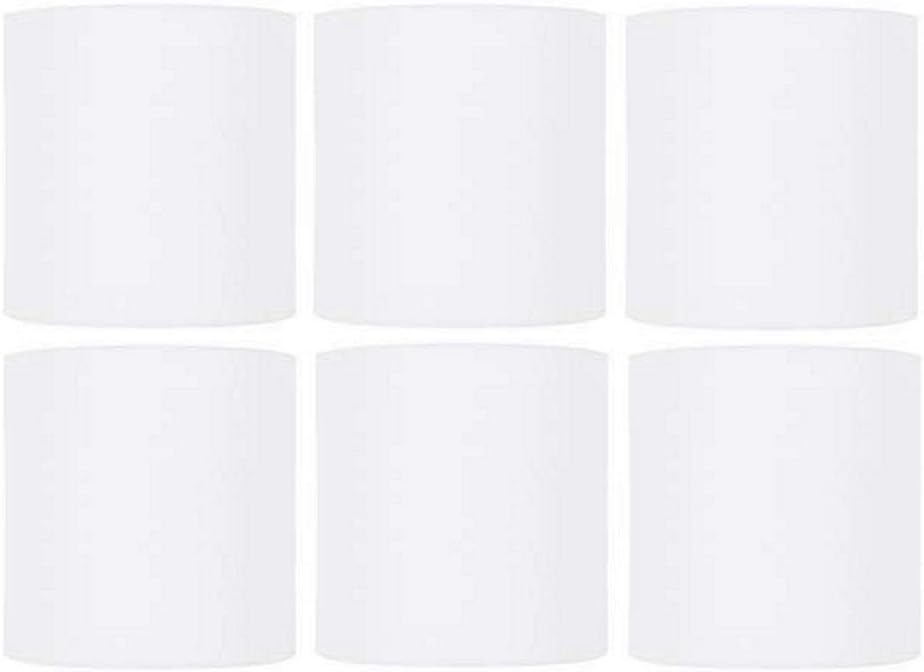 Upgradelights Set of 6 Barrel Drum Clip On Chandelier Lamp Shade (White Silk, 7 inch)