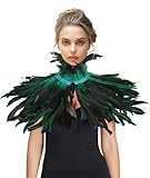 Feather Shawl for Women - Crow Feathers Collar Halloween Swan Cape Witch Costume Accessories