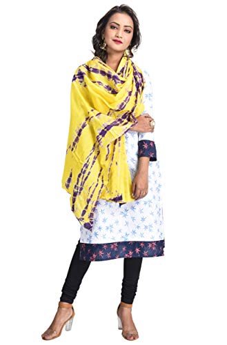 Image of Women's Pure Cotton Multi-Colored Traditional Authentic Tie Dye with Bandhej Bandhani Dupatta Chunni