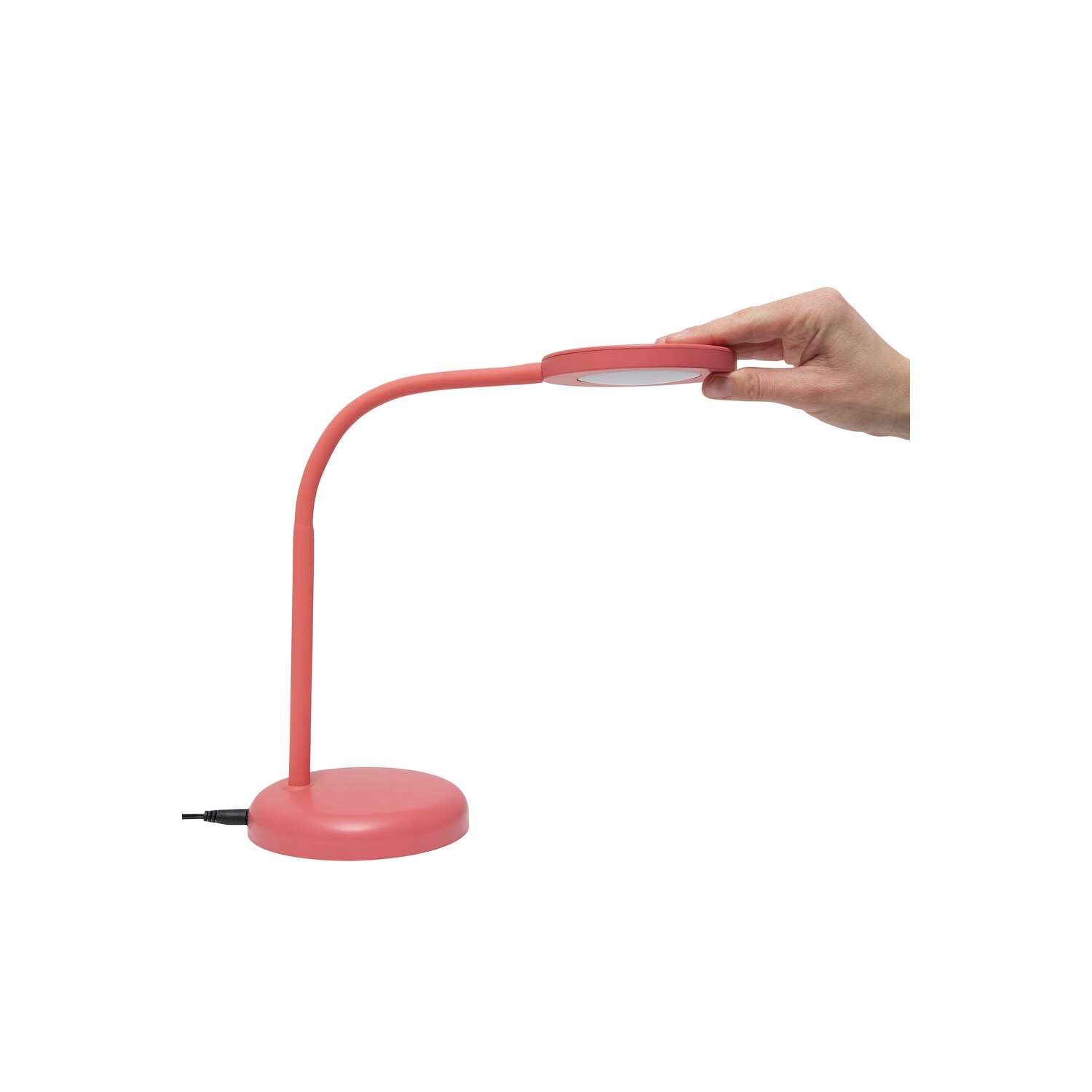 MAUL MAULjoy lampa LED, lampa biurkowa na stabilnym stojaku, mała oszczędzająca miejsce lampa biurkowa do stołu i biura, elastyczna lampa o temperaturze barwowej 3000 K, dotyk różu | Przyjemne ciepłe światło, elastyczne ramię z regulacją wysokości, stabil