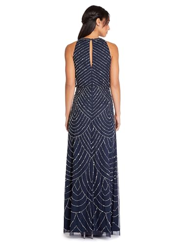 Image of Adrianna Papell Womens Halter Blouson Beaded Gown