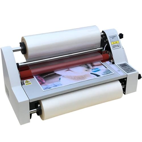 HENGCMM Plastificadora Papel Plastificadora A2 A3 A4 Máquina Laminadora En Frío En Caliente, Máquina Laminadora de Una O Dos Caras con 4 Rodillos para Fotos Documentos Tarjetas,450mm