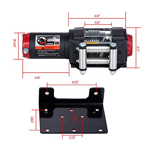 OPENROAD 3000lbs ATV/UTV Winch with 39ft Steel Cable,12V Electric Winch with Wireless Remote Control and Removeable Control Box, Trailer Boat Winch(UP to 3500lbs)