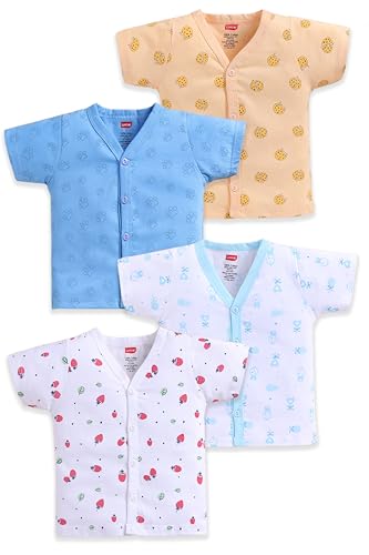 Image of LuvLap Baby Boys & Girls Regular Fit 100% Cotton Half Sleeve Jhabla Pack of 4