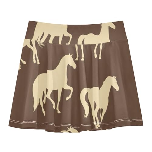 Silhouettes Horses Brown Girls Skorts Athletic Shorts Tennis Skirts Kids Cute School 3t