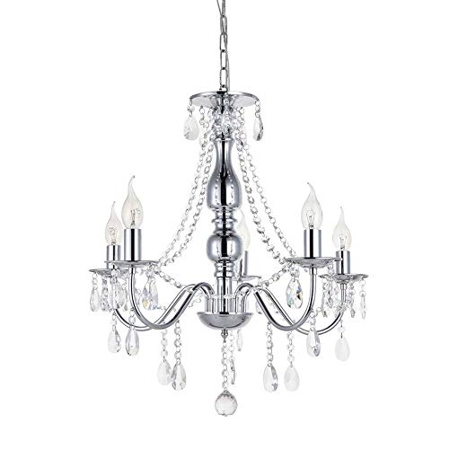 Lustre cristal salon suspension luminaire led chrome plafonnier cage escalier