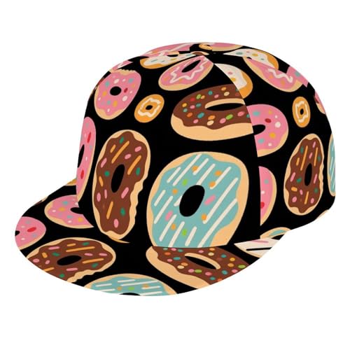 Unisex Adult Colorful Sweet Donuts Art Baseball Cap Snapback Dad Hat for Camping Golf Outdoor Activities, Fashionable Adjustable Snap Military Cap, One Size Fits Most