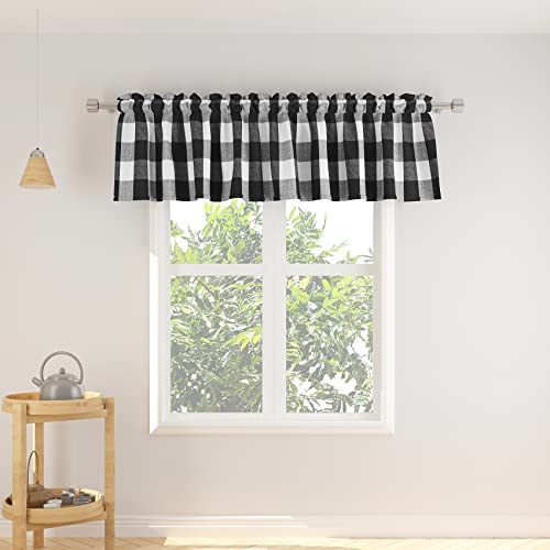NATUS WEAVER 3 Pc Cotton Classic Country Farmhouse Kitchen Window Curtain -Black & White Buffalo Check Tier & Valance Set, 54" x 18" / 27" x 36" by NATUS WEAVER - Used condition - Image 7