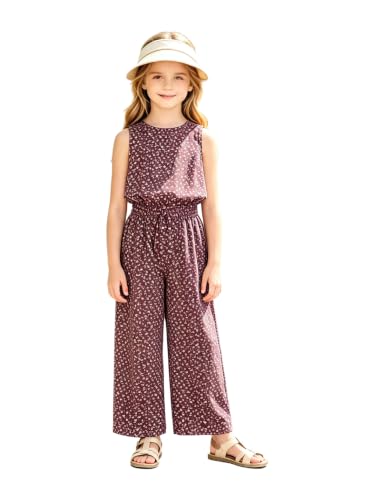 Mono floral de pierna ancha para niñas mono casual sin mangas