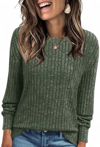 Cicy Bell Damen Pullover Leichter Rundhals Langarmshirt | Strickpullover,Oberteil,Loose Fit,Pulli,Oversize,Sweatshirt,Longsleeve,Casual,Bluse
