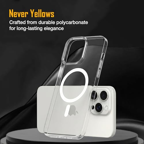 Image of Zapcase Back Case for iPhone 15 Pro Max | Slim Lifetime Anti-Yellow Crystal-Clear Cover with Elevated Camera Protection & MagSafe Compatibility | Premium German Polycarbonate | Shockproof | Clear