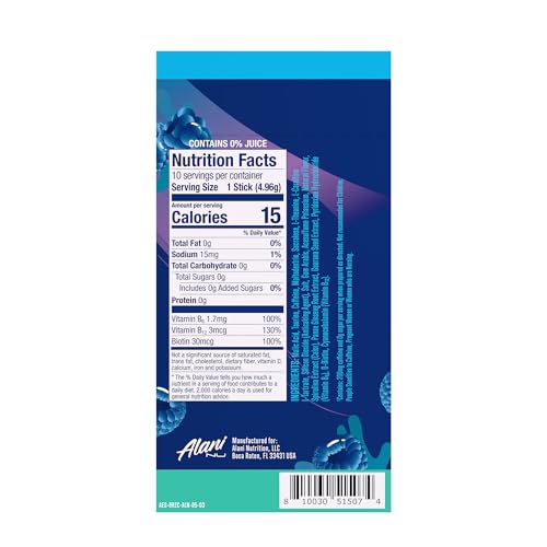 Image of Alani Nu BREEZEBERRY, Energy Sticks Drink Powder, 200mg Caffeine, Pre Workout Performance with Antioxidants, On-The-Go Drink Mix, Biotin, B Vitamins, Zero Sugar, 5 Calories, 10 Pack