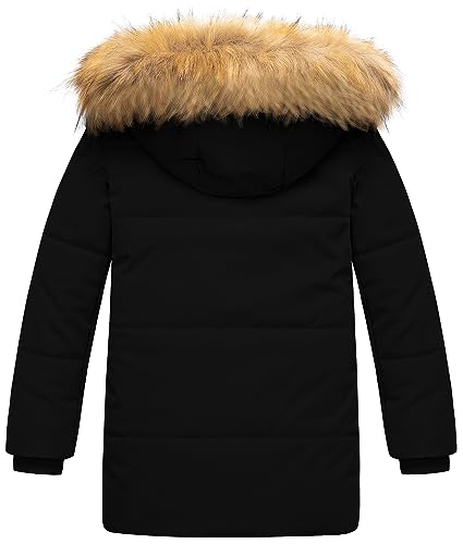 Image of CREATMO US Boy's Sherpa Long Parka Winter Coat Thicken Water Repellent Puffer Jacket With Removable Faux Fur Hood