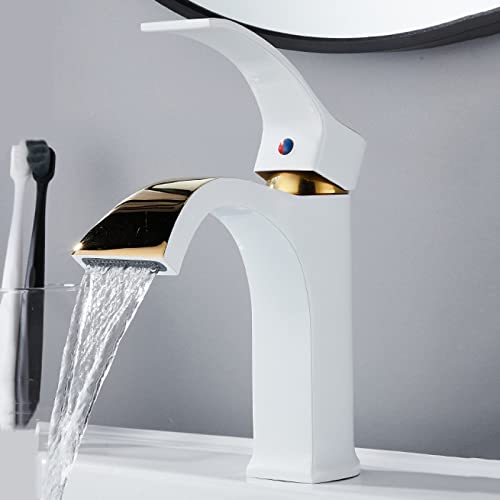 Grifo de cascada para lavabo con monomando de latón cromado platino