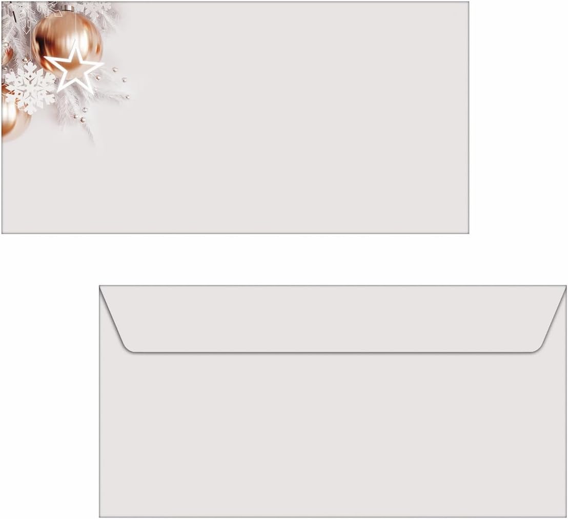 SIGEL DU429 Christmas Envelopes "Christmas In Rose Gold", Gummed, Dl, 50 Pcs.