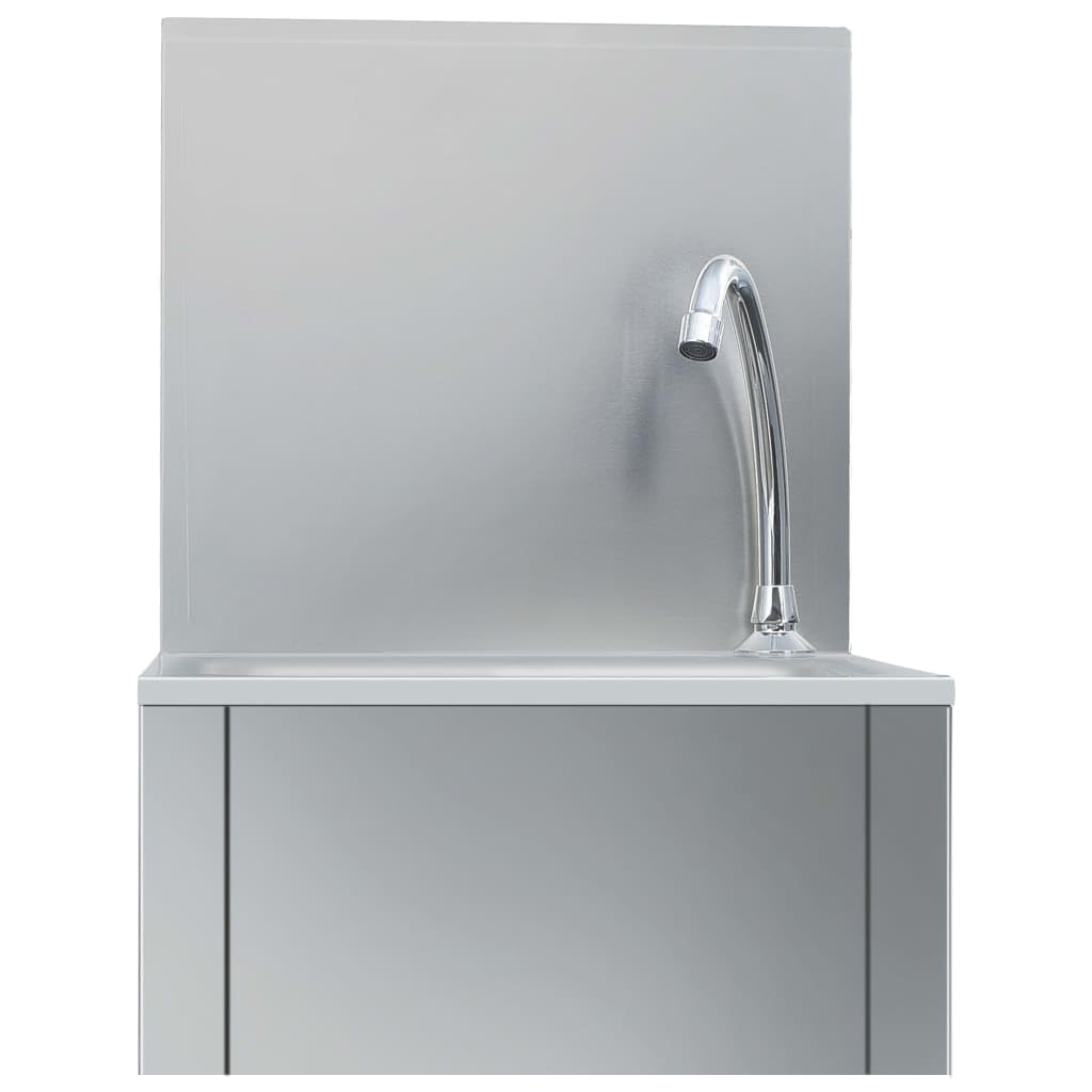 vidaXL Gastro Handwaschbecken mit Wasserhahn Wandmontage Spülbecken Spüle Küchenspüle Gastrobecken Edelstahlspüle Waschtisch Edelstahl