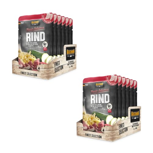 Belcando Finest Selection Adult Rind mit Spätzle und Zucchini | Doppelpack | 2 x 6 x 300 g | Feuchtnahrung für Sensible oder wählerische Hunde | Praktischen Einzelportionen