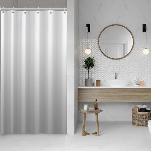 Rideau de douche gris clair 91x183 cm avec crochets inclus pour salle de bain