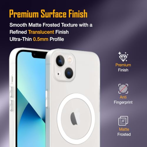 Image of ZAP CASE Paper Thin Case for iPhone 13 | Ultra-Slim 0.5 mm Back Cover | Metal Buttons | Lightweight | Matte Finish | Anti-Fingerprint | Scratch Resistant | Camera Protection | Magsafe | White