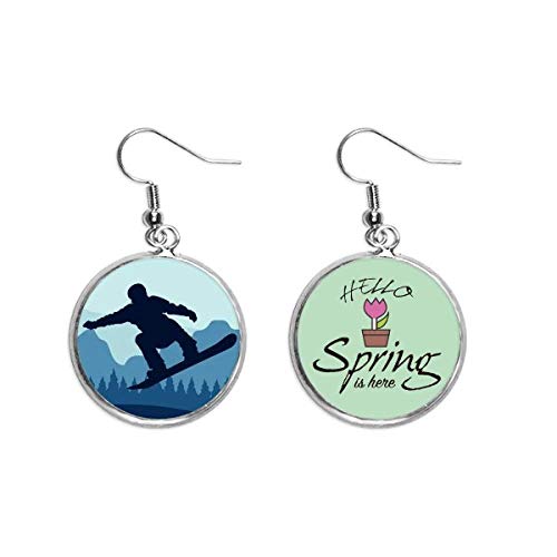 Pendientes de esquí joyas de invierno patrón deporte traje botas colgante