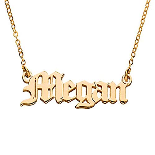 AOCHEE Personalized Old English Font Name Necklace Customized Monogram Nameplate Necklace (Gold)