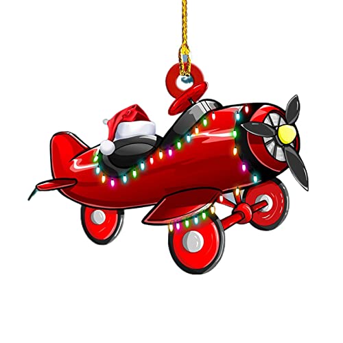 Pendentif personnalisé en forme de sapin de Noël en forme d'avion, de voiture, de bus, de Noël, pour fête d'anniversaire, de mariage (rouge, 8,5 x 6 x 1 cm) Cover