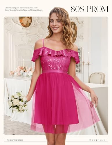 Wedtrend Sequin Dress for Women Short 80s Prom Dress Sparkly Cocktail Dresses Formal Dresses for Teens4