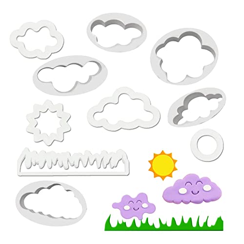 Cortadores De Galletas Dulces Chocolate 10 Piezas Plástico Cortador De Galletas De Nube Juego Cortadores Fondant Plástico Bricolaje Hornear Herramientas Pastel Galletas Moldes En Forma De Nube Cover