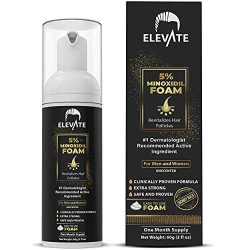 ELEVATE 5% Minoxidil Foam for Hair Loss and Hair Regrowth - Unscented Topical Aerosol 5% Treatment for Thinning Hair - Restore Vertex Hair Loss & Supports Hair Regrowth for Men & Women 1 MONTH SUPPLY