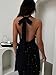 Sexy Deep V Neck Halter Glitter Bodycon Dress – Sparkling Sleeveless Cocktail Party Dress Backless Women's Evening Clubwear (US, Alpha, XX-Large, Regular, Regular, Black)